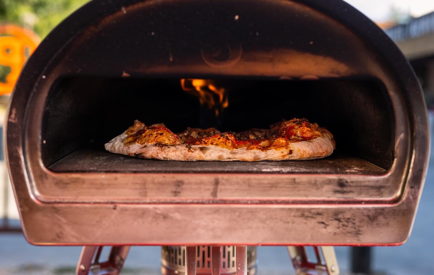 Pizza in wood-fired oven